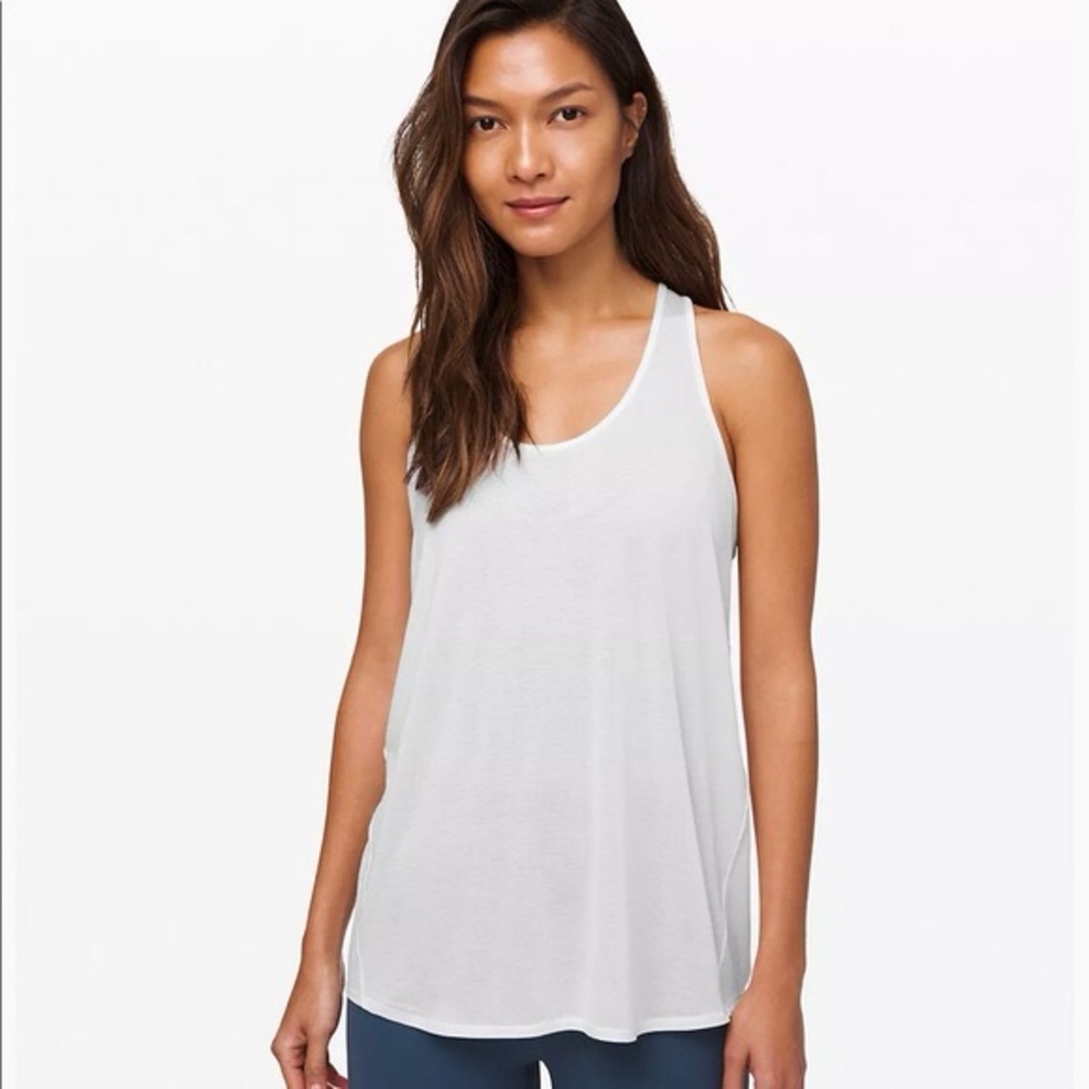 Lululemon Athletica Essentials White Pleated Tank